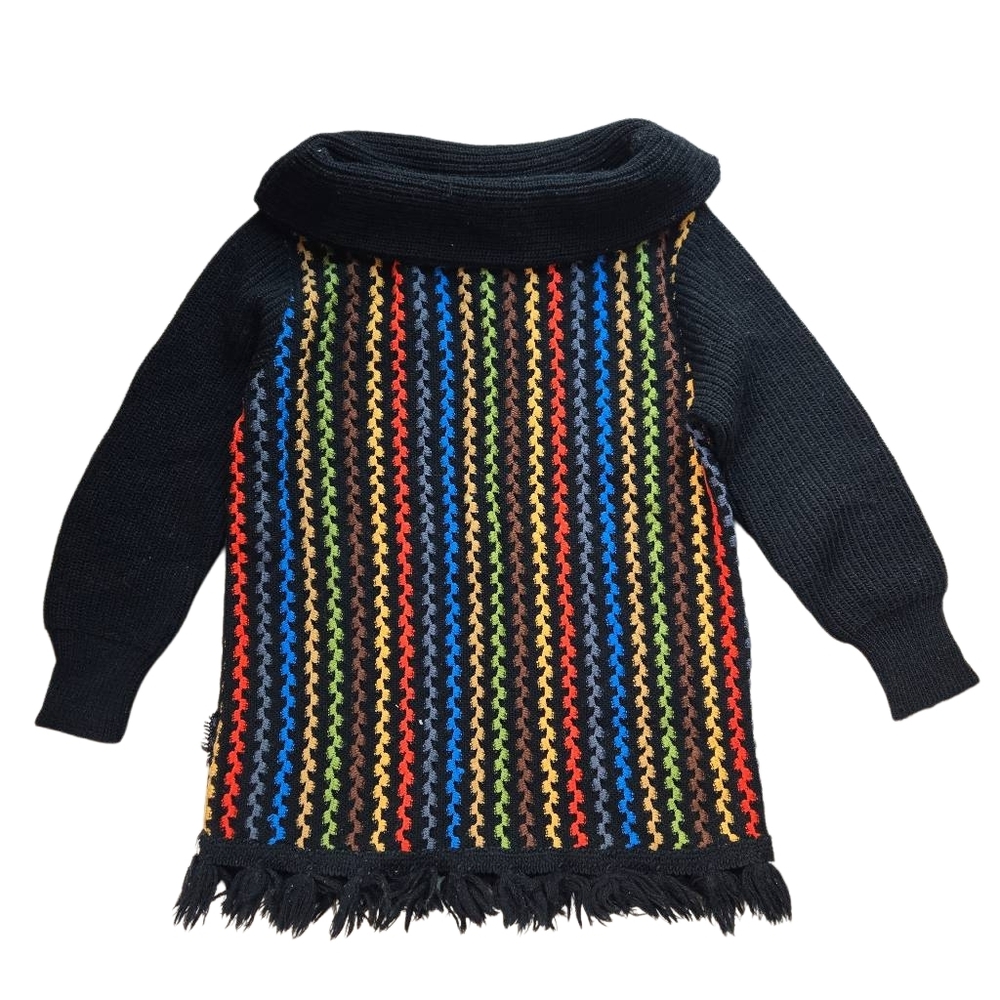 Vintage 100% Virgin Wool Colorful Striped Knit Sweater